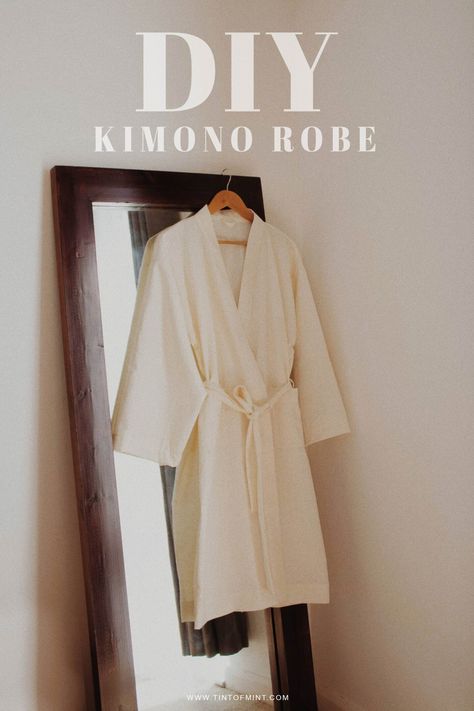 Kimonos, Easy Robe Pattern, Easy Linen Sewing Projects, Kimono Robe Sewing Pattern Free, Free Robe Pattern Sewing, Linen Robe Pattern, Robe Sewing Pattern Free, Kimono Robe Pattern Free Sewing, Diy Kimono Robe