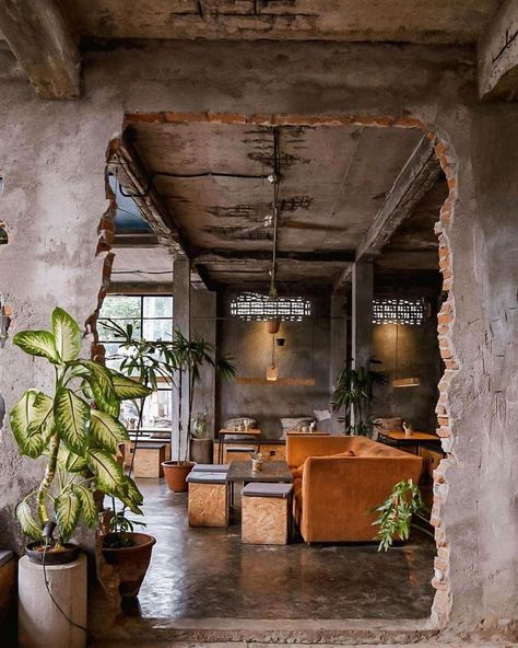 Instagram Restaurant, Coffee House Design, Coffee Shop Concept, Nature And Architecture, Industrial Cafe, Rustic Cafe, Cafe Concept, Rustic Restaurant, Cafe Shop Design