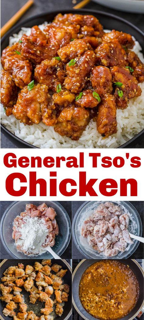 Asian Chicken Dishes For Dinner, General Tso Chicken And Rice, General Chicken Sauce, Thai Express General Thai Chicken, Homemade Chinese Food Recipes Chicken General Tso, Chinese Food General Tso Chicken, Tso General Chicken Recipe, Chicken General Tao Recipe, General Chow Chicken