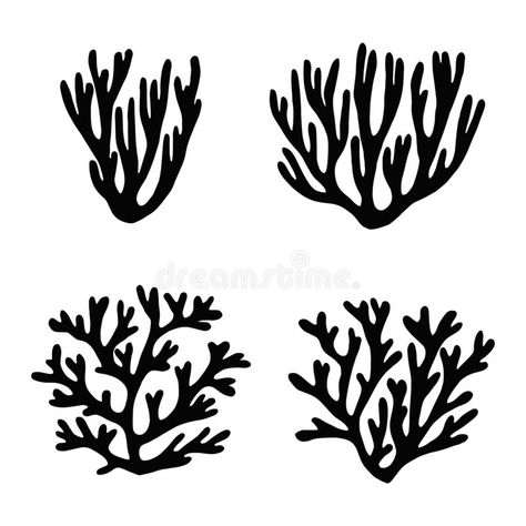 Sea corals and seaweed plants black silhouette vector isolated stock illustration Infinity Tattoos, Coral Vector, Sea Corals, Sea Plants, Sparks Fly, Plant Vector, Leaf Template, Sea Coral, Black Silhouette