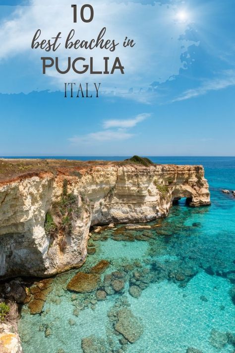10 Best Beaches in Puglia Italy - Beautiful Beaches in Apulia | Italy Best Italy Destinations, Puglia Beaches, Italy Road Trip, Italy Tips, Italy Road, Life In Italy, Italy Tour, Driving In Italy, Vacation Italy