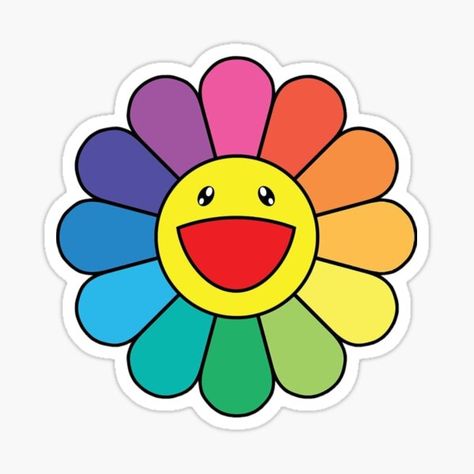 Y2k Stickers | Redbubble Y2k Stickers, Murakami Flower, Stickers Cool, Flower Sticker, Takashi Murakami, Japanese Flowers, Happy Flowers, Rainbow Flowers, Indie Kids