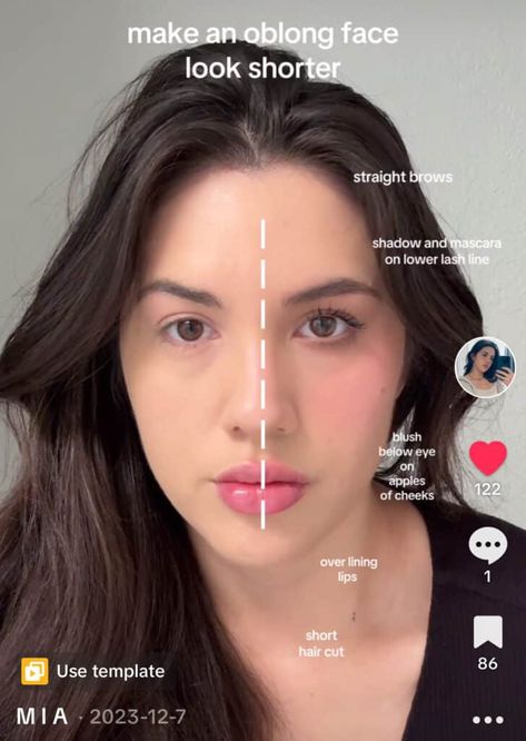 How to Shorten Face with Makeup: 8 Tricks to Know - Hello Mia Wilson Makeup Long Face Shape, Narrow Face Makeup, Beauty Tips Makeup, Make Up For Oblong Face, Short Face Makeup, Shorten Face With Makeup, How To Looksmaxxing, Shorten Midface Makeup, Makeup For Oblong Face Shape