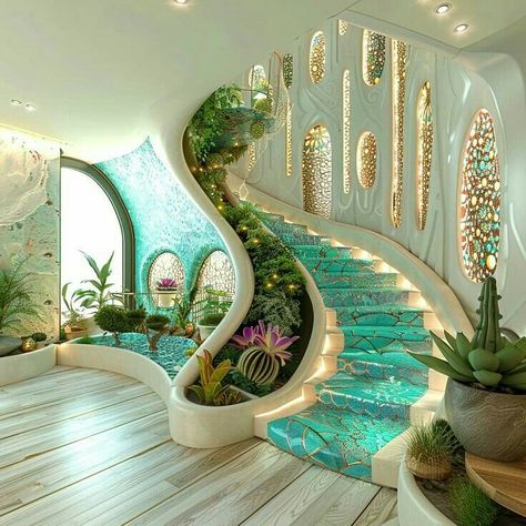 Unique House Decor Creative, Crazy Interior Design Creative, Unique Architecture House Interiors, Unique Home Features Creative, Cool House Stuff, Artistic Staircase, Cool Homes, Vintage Apartment Decor, Design Home Ideas