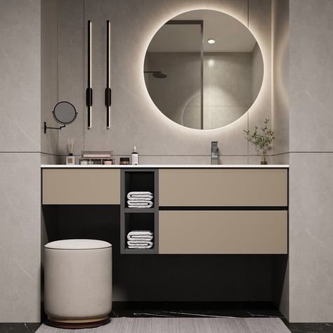 Makeup Vanity Small Bathroom, Floating Sink Vanity, Large Bathroom Sink, Vanity Designs, Bathroom Sink Units, Toilet Vanity, Bathroom With Makeup Vanity, Bathroom Furniture Modern, Bathroom Vanity Designs