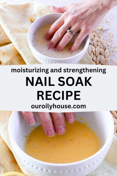 Super easy to make and even better when used weeklythis all-natural nail soak works wonders to transform drybrittle nails into strongerhealthynatural nailsThe full recipeinstructions are below. Natural House Cleaners, Nail Painting Tips, Really Short Nails, Fingernail Health, Natural House, Fast Nail, House Cleaner, Healthy Natural Nails, Nail Soak