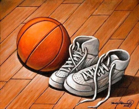 Basketball Painting, Basketball Tattoos, Basketball Drawings, Basketball Information, Basketball Moves, Girls Basketball Shoes, Fantasy Basketball, Sports Drawings, Street Basketball