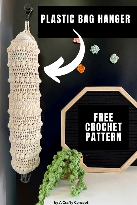 Crochet Plastic Bag Holder, Crochet Plastic Bag, Bag Holder Pattern, Plastic Bag Crochet, Plastic Bag Holder, Crochet Boho Bag, Foundation Single Crochet, Clothes Crochet, Crochet Kitchen