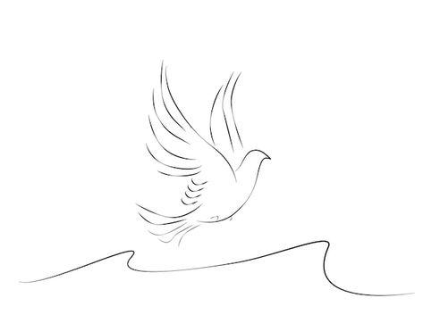 Dove Sketch Simple, Bird Aesthetic Drawing, Design For Wall Painting, Dove Sketch, Dove Sketches, Dove Silhouette, Pigeon Drawing, Vector Bird, Design For Wall