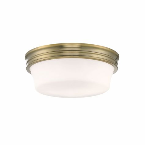 Norwell Lighting-5912-AN-MO-Collection: Galen, Material: Metal, Finish Color: Antique Brass, Width: 14", Height: 6", Depth: 14", Lamping Type: Incandescent, Number Of Bulbs: 3, Wattage: 40 Watts, Dimmable: Yes, Moisture Rating: Dry Rated, Desc: Beaming with timeless grace, the Galen Flush Mount Ceiling fixture offers an updated solution for overhead lighting. This ceiling light showcases a simplistic yet impressive glass shade and is a handsome example of elevated basics and high-end quality. Wi Glass Flush Mount Ceiling Light, Modern Rooms, Low Ceilings, Elevated Basics, Overhead Lighting, Flush Mount Ceiling Light, Glass Diffuser, Led Light Bulbs, Diffused Light