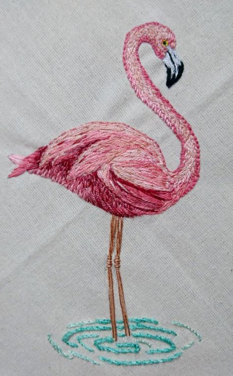 Flamingo Projects, Embroidery Creative, Embroidered Flamingo, Barbie Products, Animal Embroidery Patterns, Embroider Ideas, Publishing Design, Embroidery Stitches Beginner, Pola Bordir
