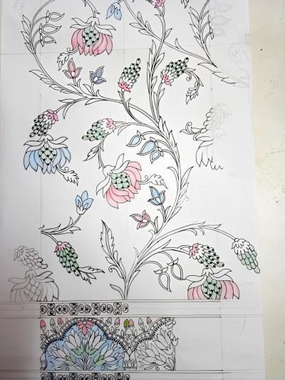 Border and jaal big sketch design art Jaal Embroidery Design, Motif Development, Flower Pattern Drawing, Pola Bordir, Textile Prints Design, New Creation, Border Embroidery Designs, Floral Border Design, Border Embroidery