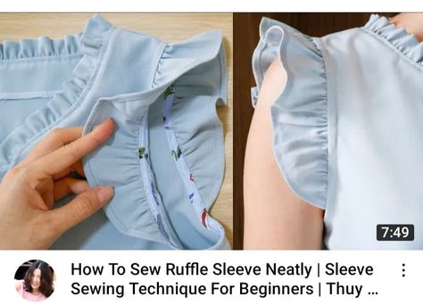 Ruffle Sleeve Tutorial, Ruffled Sleeves Top, Sewing Ruffle Sleeves, How To Sew On Sleeves, How To Sew A Ruffle Sleeve, How To Stitch Top, How To Sew Ruffle Sleeves, Add Ruffles To Shirt Diy, How To Sew Puff Sleeves Tutorials