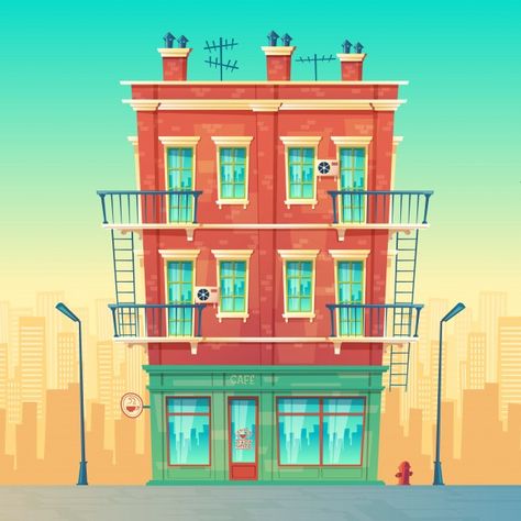 Street cafe in residential multi-storey ... | Free Vector #Freepik #freevector #background #business #city #house Restaurant Signboard, Cafe Cartoon, Apartment Background, Background Building, City Concept, Business Restaurant, Cartoon City, Cafe Posters, Street Cafe