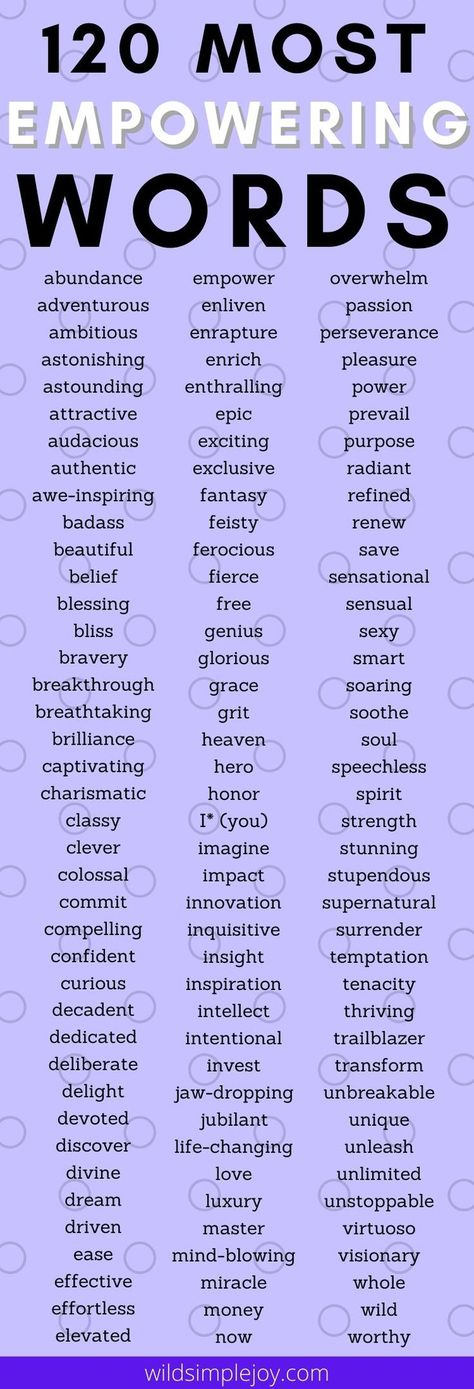 The Top 120 Most Empowering Words in the English Language! Need some empowering words for write inspiration? These empowering words can help with copywriting, business, and affirmations. Words have so much power to influence our thoughts. These are power words! Empower your thoughts with these 120 words! Wild Simple Joy. #empoweringwords #empowerwomen #empoweringgirls #powerfulwords #strongwords #writeinspiration #mindset #mindsethacks Beautiful Words In English Inspirational, Write Inspiration, Beautiful English Words, Business Words, Affirming Words, Power Words, Copywriting Business, Beautiful Words In English, Empowering Words