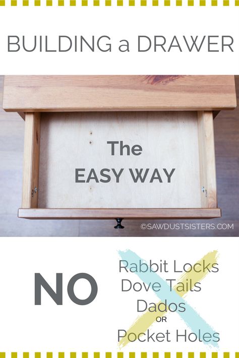 The simplest way of building a drawer with only wood glue and screws! Building A Drawer, Building A Drawer Diy, Drawer Diy Build, Building Drawers Diy, Wood Drawers Diy, Drawer Box Diy, How To Build A Drawer With Slides, How To Build A Drawer, How To Build Drawers