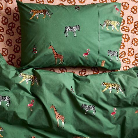 Kip And Co, I Dont Want Kids, Fabric Drawstring Bag, Gender Neutral Kids Room, Embroidered Animals, Neutral Kids Room, Embroidered Duvet Cover, Kids Duvet, Bedding Inspiration