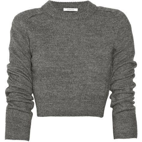 Carven Cropped Wool Sweater ($198) ❤ liked on Polyvore featuring tops, sweaters, shirts, jumpers, women, wool shirt, wool sweater, wool long sleeve shirt, long sleeve shirts and longsleeve shirt Cropped Long Sleeve Shirt, Sleeve Crop Sweater, Cropped Wool Sweater, Elbow Patch Sweater, Woolen Sweaters, Elbow Patch, Long Sleeve Jumper, Wool Shirt, Extra Long Sleeves