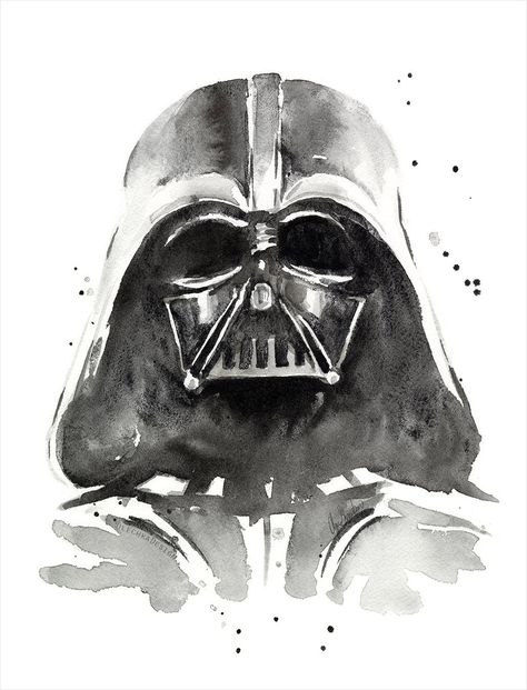 Star Wars Watercolor Painting, Starwars Watercolor, Star Wars Dibujos, Darth Vader Watercolor, Darth Vader Dibujo, Watercolor Star Wars, Movie Watercolor, Star Wars Zeichnungen, Star Wars Drawing