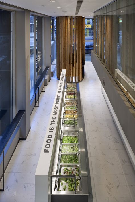 Salad Shop, Food Retail, Supermarket Design, Restaurant Ideas, Display Cases, Retro Lighting, Retail Interior, Retail Design Blog, Restaurant Interior Design