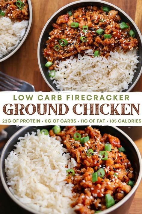 Firecracker Ground Chicken, Firecracker Chicken, High Protein Meal, Healthy Low Carb Snacks, Low Carb Recipes Snacks, Protein Meal, Ground Chicken Recipes, Health Dinner, Ground Chicken