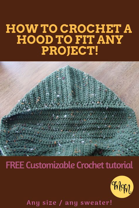 Let me show you how to crochet a hood to finish off your crochet project! This tutorial works with any size or shape project. #crochet Crochet Hood For Cardigan, Free Hooded Cardigan Crochet Pattern, Crochet Hooded Wrap, How To Add A Hood To A Crochet Sweater, How To Crochet A Hood On A Cardigan, How To Crochet A Hood On A Sweater, Crochet Sweater Edging, Crochet Hoodie Scarf, How To Crochet A Hood