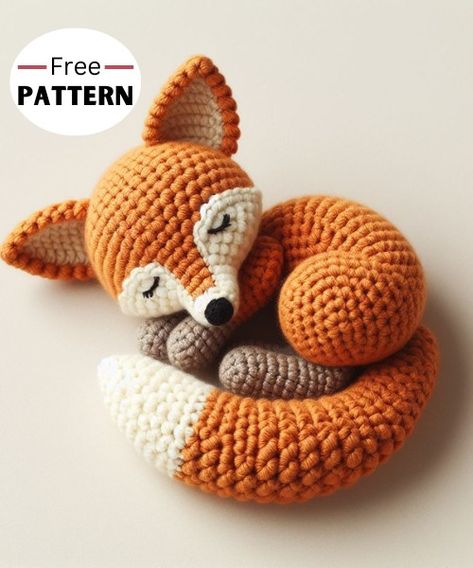 Sleeping Fox Amigurumi Free Pattern Amigurumi Patterns, Crochet Fox Stuffed Animal Free Pattern, Sleeping Fox Crochet Pattern, Amigurumi Woodland Animals Free Crochet, Crochet Fox Basket Pattern Free, Fox Plushie Crochet, Woodland Creature Crochet Patterns Free, Free Crochet Fox Pattern, Amigurumi Fox Pattern Free Crochet