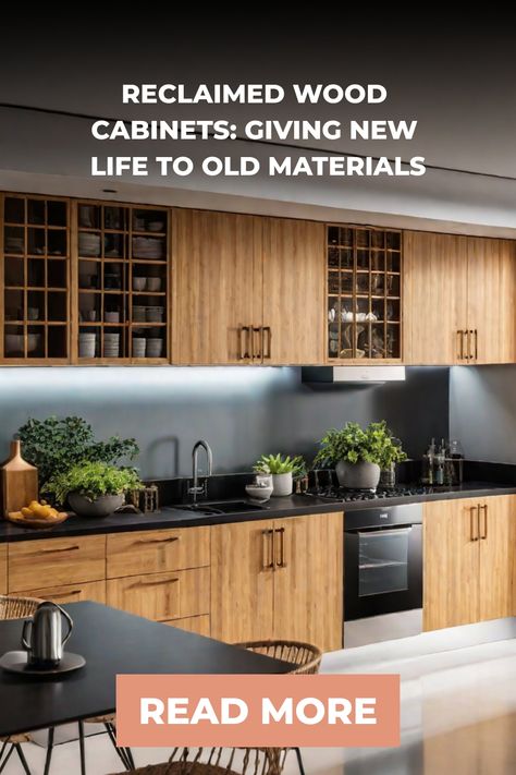 Explore the unique charm and eco-friendly benefits of reclaimed wood cabinets, perfect for a kitchen remodel with rustic character. Reclaimed Wood Cabinet, Bamboo Cabinets, Cabinet Remodel, Sustainable Kitchen, Kitchen Cabinet Remodel, Stunning Kitchens, Cabinet Styles, Cabinet Colors, Cabinet Makers