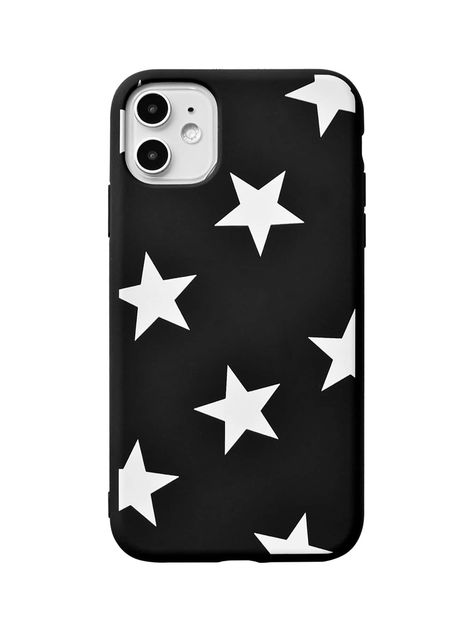 Black and White    TPU  Phone Cases Embellished   Phone/Pad Accessories Preppy Phone Case, Collage Iphone Case, White Phone Case, Hand Phone, Star Phone Case, White Iphone Case, Black Iphone Cases, Pretty Phone Cases, Phone Cases Marble