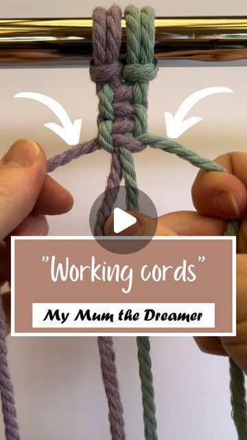 Michelle | Macrame Trainer & Creator on Instagram: "Are you new to macrame and find yourself wondering what exactly “working cords” are? 

“Working cords” are the cords actively used to tie the knots in a macrame project.

In this case, they’re the 2 outer cords I’m holding in my hands 😊

Hope this helps ❤️

#mymumthedreamer 
#learnmacrame 
#workingcord 
#diymacrame 
#macrametutorial 
#language 
#jargon" Macramé, Crochet With Macrame Cord, Macrame Tutorial, Macrame Projects, Macrame Cord, Find Yourself, Macrame Diy, Tie The Knots, The Dreamers