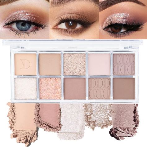 Neutral Eye Shadow Palette, Flamenco Makeup, Silver Eyeshadow, Rose Gold Brown, Neutral Eyes, Makeup Beginners, Match Colors, Soft Autumn, Stunning Eyes