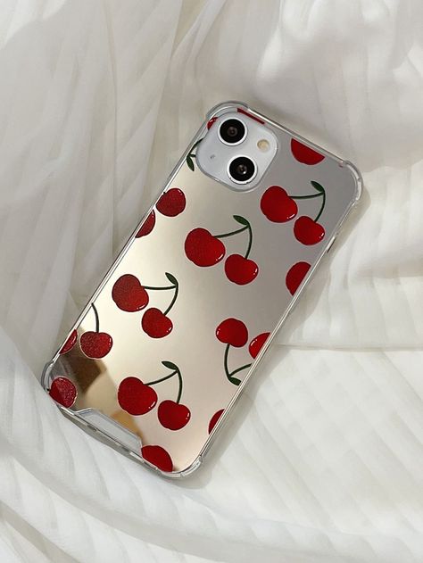 Cute Red Phone Cases, Cherry Phone Case, Iphone Charger Cord, Mirror Phone Case, Painted Mirror, Mirror Case, Stylish Iphone Cases, Girly Phone Cases, Pretty Iphone Cases