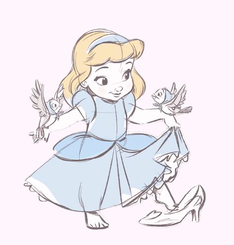 Cinderella Cute Drawing, Ariel Easy Drawing, Bugs And Lola Drawing, Cinderella Drawing Sketches, Disney Princess Drawings Pencil, Cinderella Painting, Cinderella Sketch, Cinderella Tattoo, Disney Style Drawing