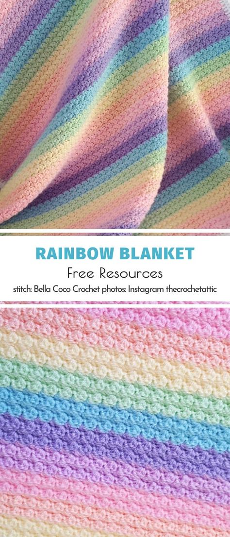 This stitch designed by a genius artist is going to look beautiful used not only for baby blankets but also for beanies, cowls and other kinds of winter accessories. Just look, doesn't this dense structure resemble a meadow of tiny flowers?  #freetutorial #babyblanket #pastel #rainbow Pastel Crochet Patterns, Crochet Pastel Baby Blanket, Pastel Rainbow Crochet Blanket, Crochet Pastel Blanket, Pastel Crochet Blanket, Crochet Rainbow Pattern Free, Baby Afghans Crochet Patterns Free, Free Crochet Patterns For Afghans, Pastel Rainbow Crochet