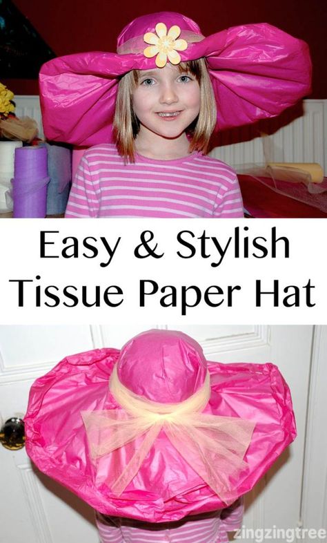 This is such a gorgeous and stylish tissue paper hat. It can be worn for loads of occasions, kept as simple or busy as you want and they are easy to make! Tissue Paper Crafts, Projects For Adults Diy, Diy Derby Hat, Paper Hat Diy, Derby Hats Diy, Tea Hats, Craft Projects For Adults, Silly Hats, Crazy Hat Day
