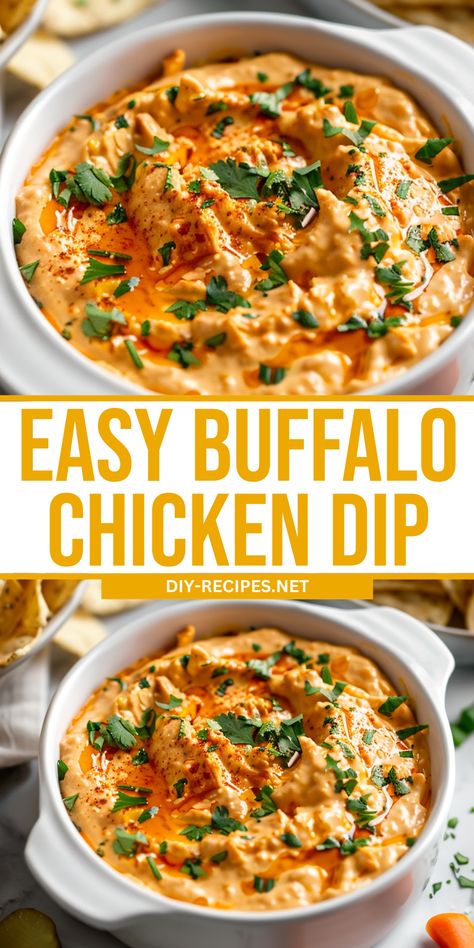 Whip up this easy Buffalo Chicken Dip for your next party! Creamy, spicy, and cheesy, it's the perfect appetizer for any gathering. Creamy Buffalo Chicken Dip, Slow Cooker Buffalo Chicken Dip, Summer Dip Recipes, Warm Dip Recipes, Easy Buffalo Chicken Dip, Spicy Buffalo Chicken Dip, Creamy Buffalo Chicken, Zaatar Recipe, Slow Cooker Buffalo Chicken