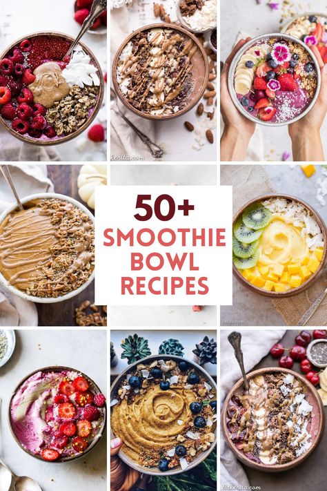 Over 50 smoothie bowl recipe healthy ideas! This Recipe Roundup brings together 50+ of my favorite Smoothie Bowl Recipes! These smoothie bowls and acai bowls are the perfect breakfast, snack, or dessert on a warm day. #breakfast #smoothiebowl Blueberry Banana Smoothie Bowl, Postpartum Food, Breakfast Smoothie Bowl Recipes, Green Smoothie Bowl Recipe, Smoothies Bowls, Smoothie Bowls Recipe Easy, Smoothie Bowl Recipes, Sweet Potato Smoothie, Bowl Recipes Easy