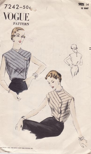 Croquis, Couture, 1950 Blouse, Vintage Blouse Pattern, Vintage Blouses, Pattern Grading, Patron Vintage, Vintage Vogue Patterns, Design Moda