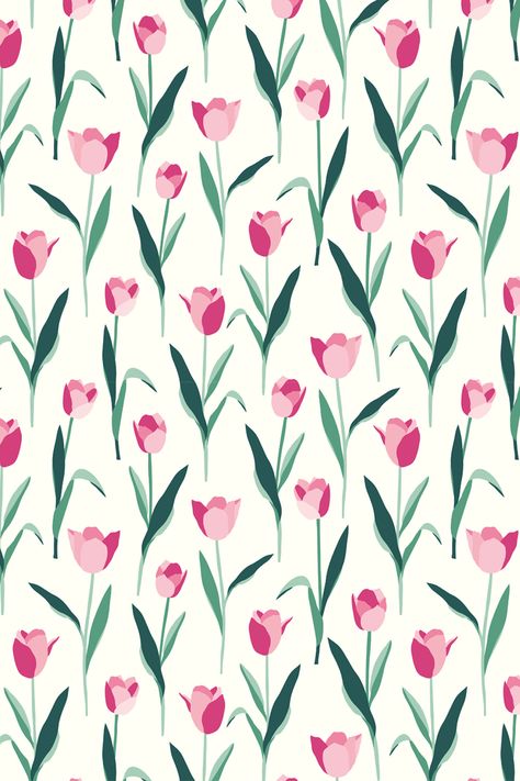 Pink Floral Prints, Ipad Backgrounds Wallpapers, Tulip Design Pattern, Flower Print Wallpaper, Tulip Background, Floral Iphone Background, Tulips Background, Picnic Pattern, Flower Pattern Background