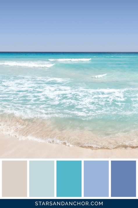 These Are the Perfect Beach Color Palettes, and Here’s How You Can Use Them - Stars & Anchor Beach Color Palette, Paint Curtains, Beach Color Schemes, Beachy Color Palette, Beach Color Palettes, Seaside Cafe, Soft Summer Color Palette, Coastal Color Palette, Beach Captions