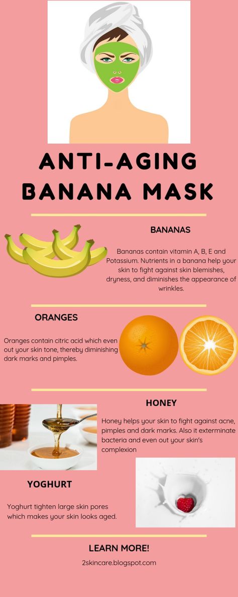Anti-aging Banana face mask is a natural, cheap, painless Botox you might want to consider on your journey for a youthful, even toned, moisturised (well hydrated), soft and smooth skin appearance. Facial Care Anti Aging, Moon Beauty, Anti Aging Face Mask, Face Mask Anti Aging, Essential Oil Anti Aging, Banana Face Mask, Makeup Everyday, Skin Wrinkles, Antiaging Skincare Routine