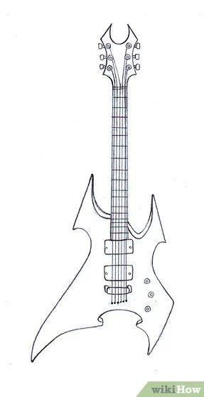 Guitar Art Diy, Drawing Guitar, Types Of Guitars, Guitar Art Painting, Guitar Outline, Guitar Sketch, Metal Drawing, Guitar Drawing, Guitar Tattoo