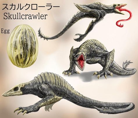 Lizard Monster Concept Art, Skullcrawler Art, Skull Crawler, Godzilla Drawing, Kaiju Design, Monster Artwork, All Godzilla Monsters, Arte Alien, Beast Creature