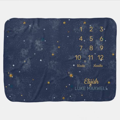 Night Sky Nursery, Moon Stars Nursery, Moon Stars Baby Shower, Star Themed Nursery, Night Nursery, Milestone Baby Blanket, Stars Night Sky, Baby Keepsakes, Baby Room Themes