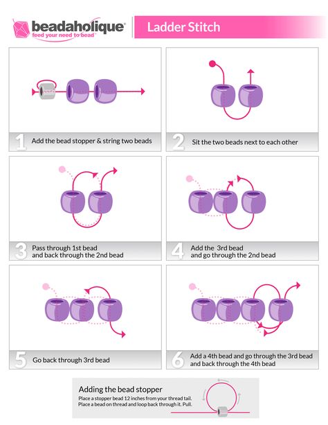 Ladder Stitch Beading, Patterns For Bracelets, Weaving Stitches, Beaded Flowers Patterns, Beadwork Tutorial, Bead Weaving Tutorials, Bead Crochet Rope, Pola Gelang, Beading Patterns Free