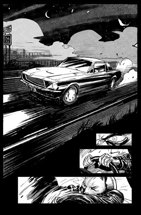 Car Comic Art, How To Draw Comic Style, Person Driving Car Reference, Comicbook Sketches, Driving Drawing, Noir Comic, Dan Mora, Comic Pages, Comic Book Layout