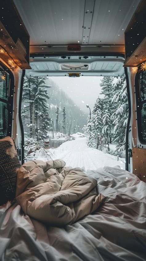 Van life in the winter- CANT WAIT! #vanlife #winterwonderland #lifeinavan Adventure Travel, Camping, Glamping, Van Life Aesthetic, Winter Mood, Marca Personal, Winter Aesthetic, Cant Wait, Van Life