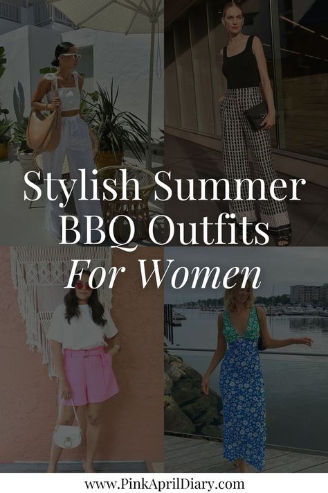 Elevate your summer party fashion with my latest blog post featuring the best summer BBQ outfits for women. Whether you're sizzling up some burgers in the backyard or enjoying a picnic in the park, I've curated the perfect summer fashion looks to keep you stylish and comfortable all day long. From summer skirt outfits to crop tops and linen pants, these chic summer fashion tips will ensure you're the best-dressed guest at any summer barbecue bash. Click the link to read more today! Outside Party Outfit Summer Casual, Summer Party Casual Outfit, Office Bbq Party Outfit, Chic Bbq Outfit, What To Wear To A Bbq Party, Cookout Outfits Summer, Bbq Dinner Outfit Ideas, Backyard Bbq Party Outfit Ideas Summer, Outfit For Outdoor Party