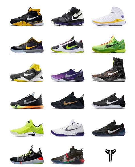 NIKE KOBE SERIES All Kobe Shoes, Nike Basketball Shoes Kobe, Kobe Bryant Sneakers, Kobe Sneakers, Zapatillas Nike Basketball, Basketball Shoes Kobe, Nike Kobe Shoes, Kobe Bryant Shoes, Mamba Mentality