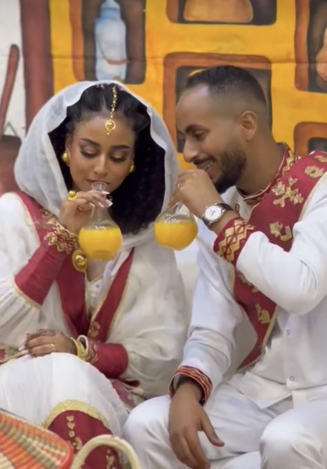 Eritrean wedding #eritrea #couple Ethiopian Couples, Habesha Aesthetic, Habesha Clothes, Eritrean Wedding, Eritrean Culture, Habesha Culture, Habesha Wedding, Ethiopian Cuisine, Ethiopian Beauty